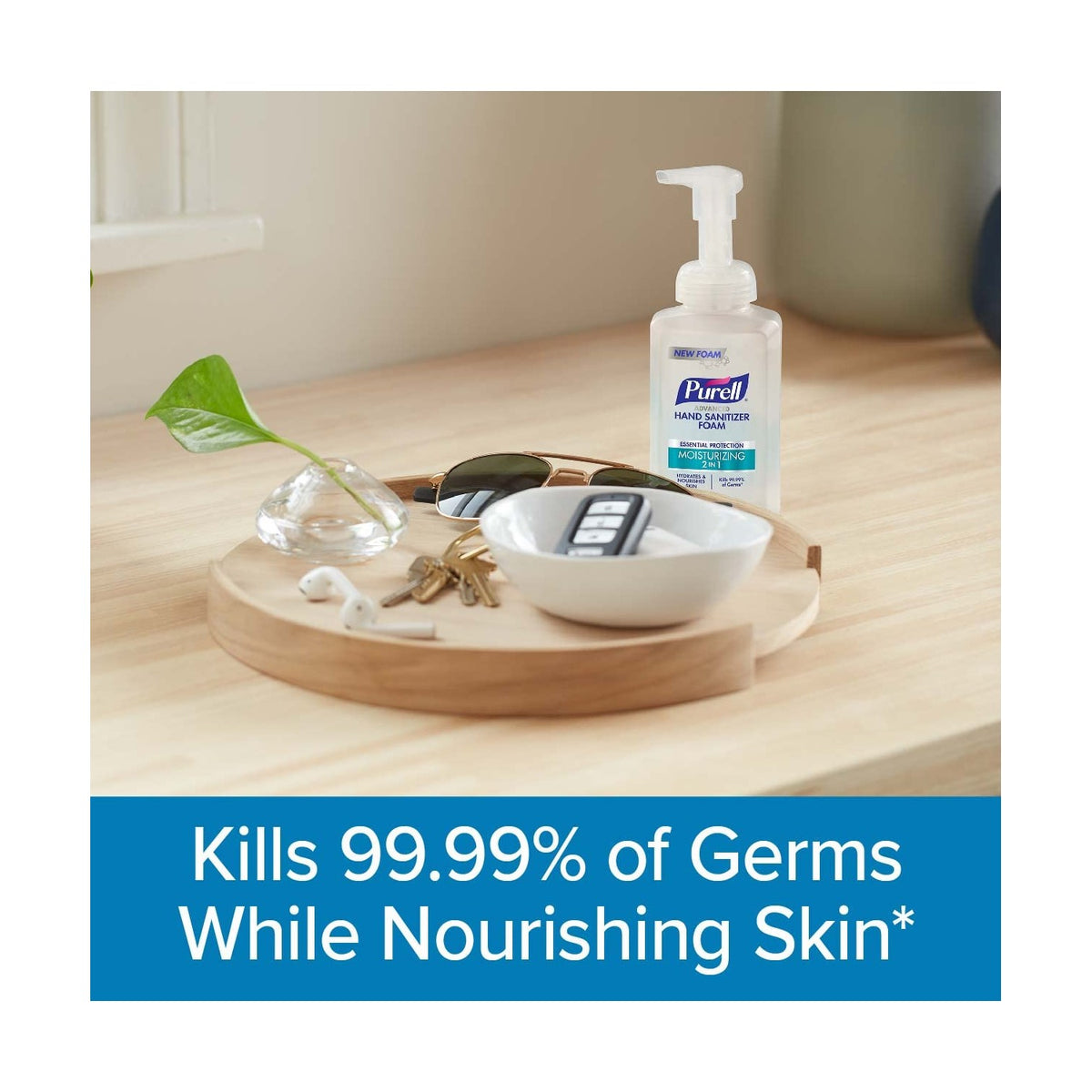 Purell Moisturizing Hand Sanitizer Foam in official packaging, kills 99.99% of germs while nourishing skin. Available at Curat Cart.