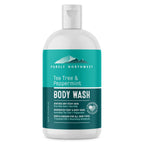 Purely Northwest Tea Tree Body Wash with a minty scent, soothing dry skin with aloe vera and sea kelp for all skin types.