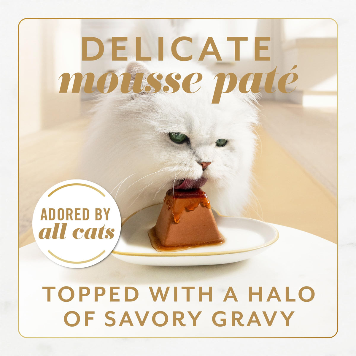 Purina Fancy Feast Wet Cat Food features delicate mousse paté topped with savory gravy in premium packaging. Available at Curat Cart.