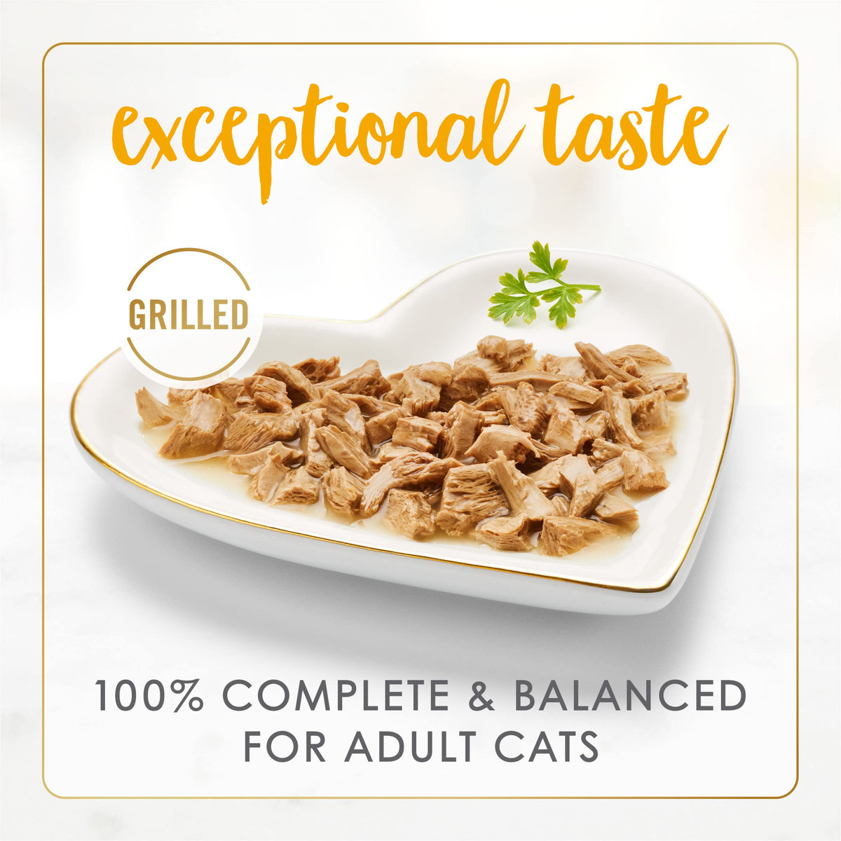 Purina Fancy Feast Grilled Chicken Beef in high-quality packaging, offering 100% complete and balanced nutrition for adult cats. Available at Curat Cart.