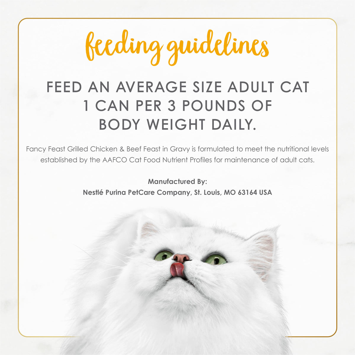 Purina Fancy Feast Grilled Chicken & Beef in high-quality packaging, providing essential nutrition for adult cats. Available at Curat Cart.