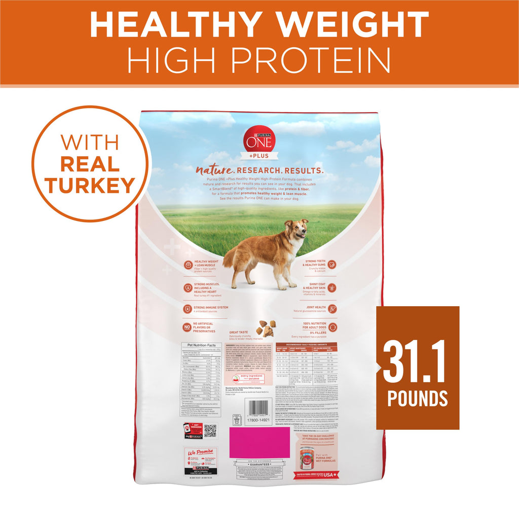 Purina ONE Healthy Weight Dog Food with real turkey, specially curated by Curat Cart for healthy canine nutrition.