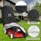 Specially curated by Curat Cart, this lawn mower cover features heavy-duty polyester oxford for ultimate protection against elements.