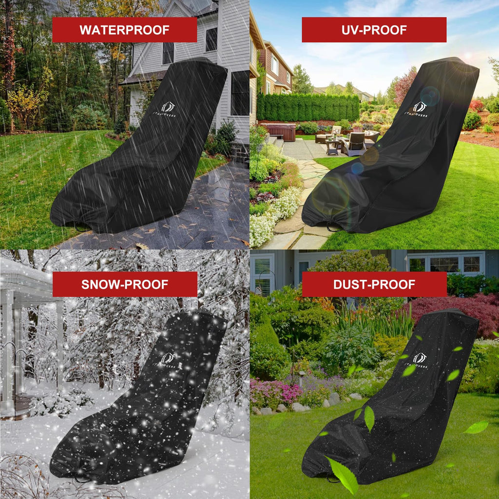 Durable lawn mower cover, waterproof, UV-proof, snow-proof, and dust-proof. Perfect for protecting your lawn mower at Curat Cart.