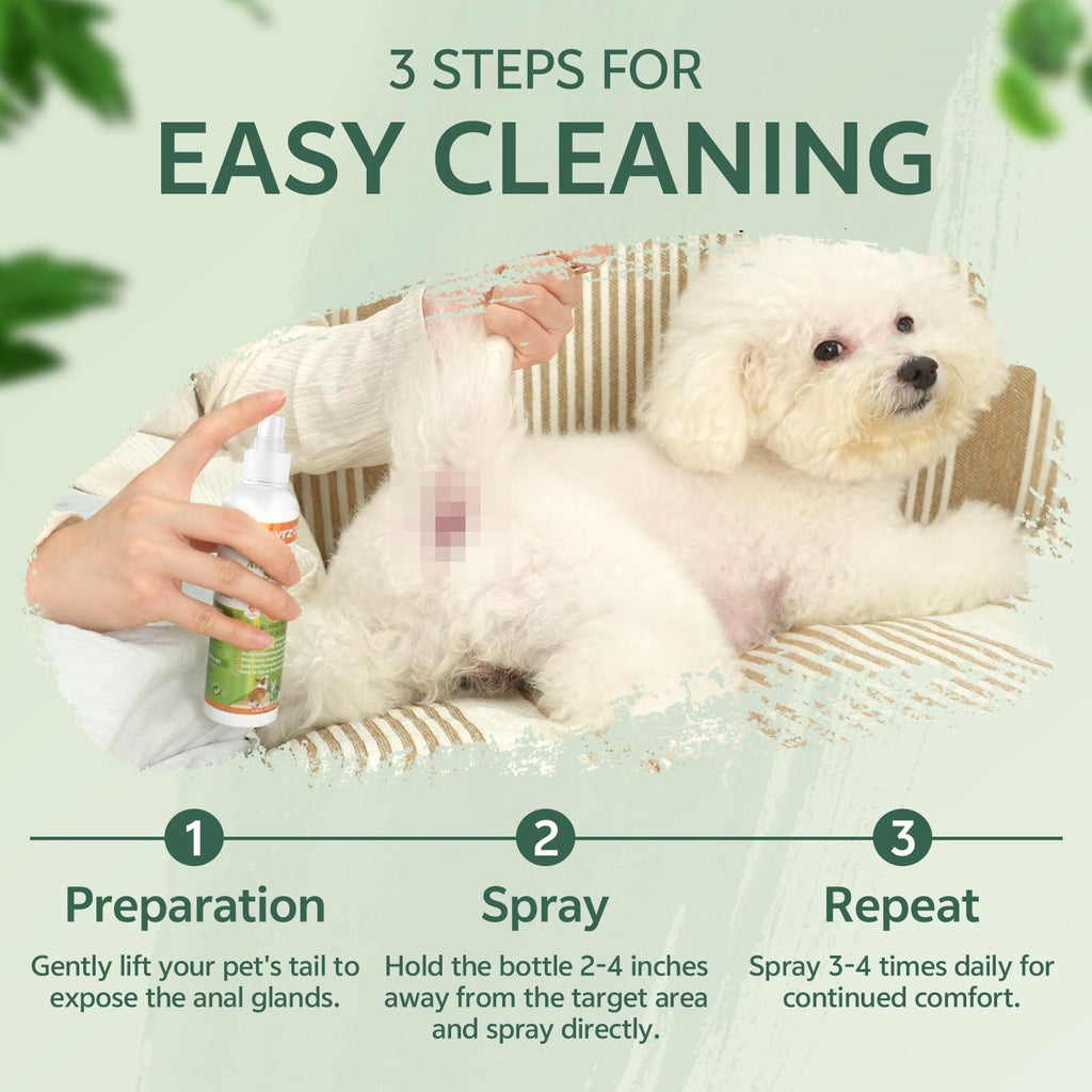 Premium imported puyrzoe Dog Anal Gland Spray for easy cleaning. Available at Curat Cart for your pet's comfort.