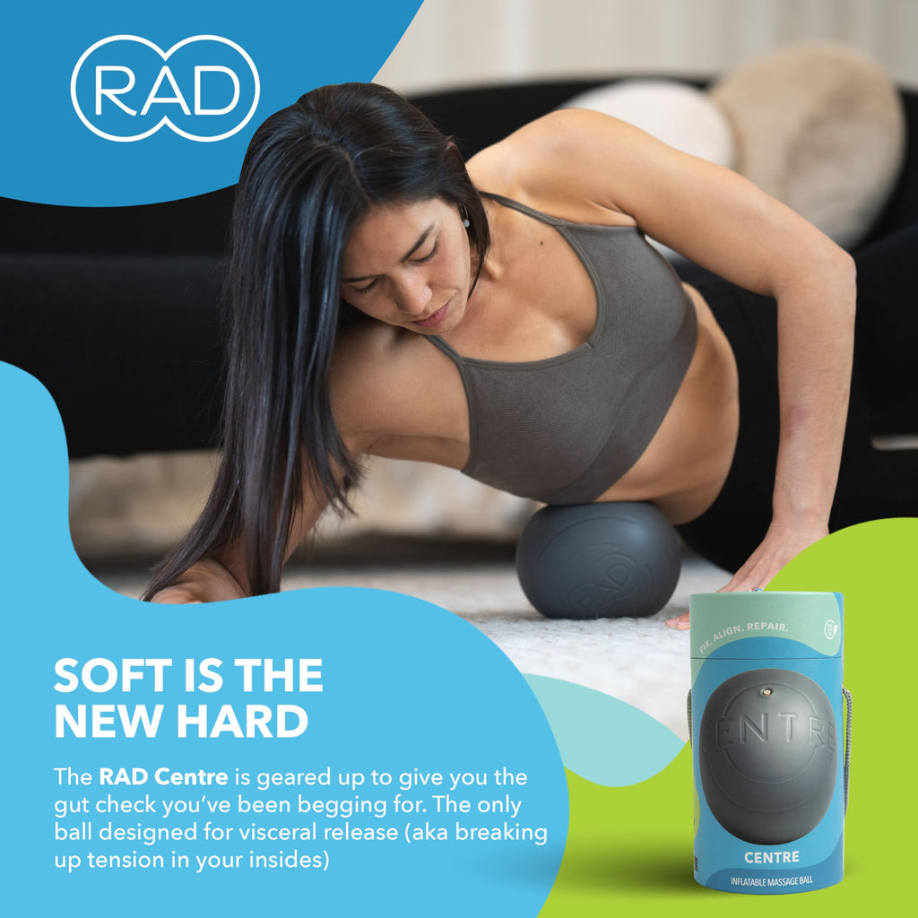 Discover the premium imported RAD Centre Soft Yoga Massage Ball for visceral release, available at Curat Cart. Perfect for tension relief.