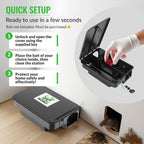 Premium imported rat bait station from Curat Cart, featuring quick setup instructions for effective pest control.