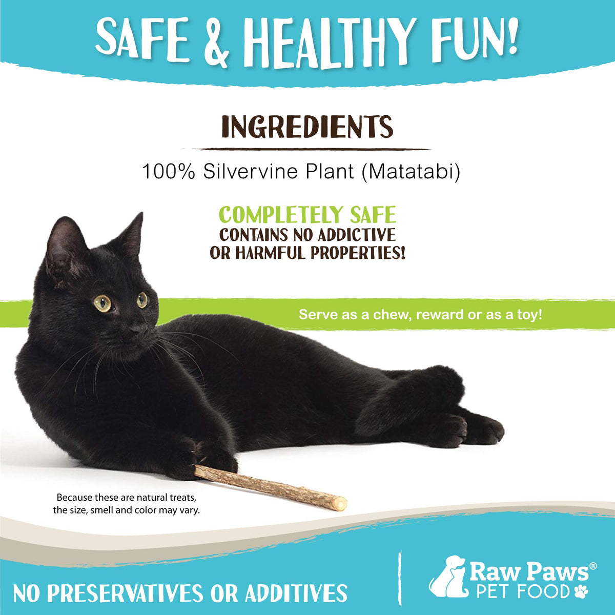 Discover Raw Paws Silvervine Sticks for Cats, specially curated by Curat Cart. 100% safe and natural chew, treat, or toy.