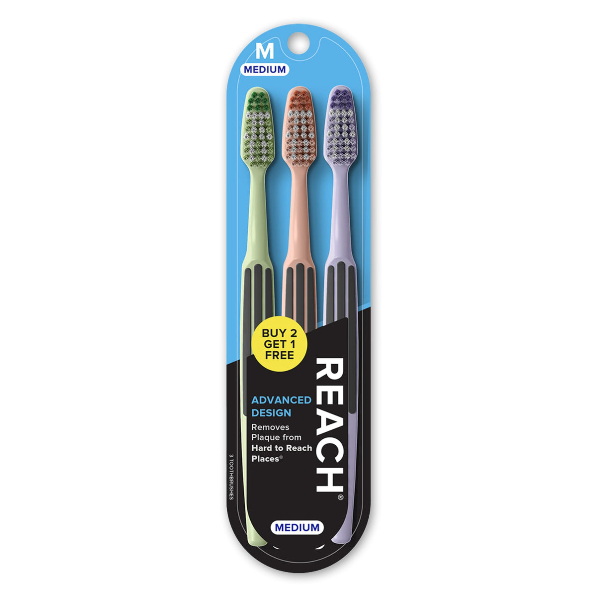 Discover the premium imported Reach Advanced Design Toothbrushes, perfect for removing plaque from hard-to-reach areas. Available at Curat Cart.