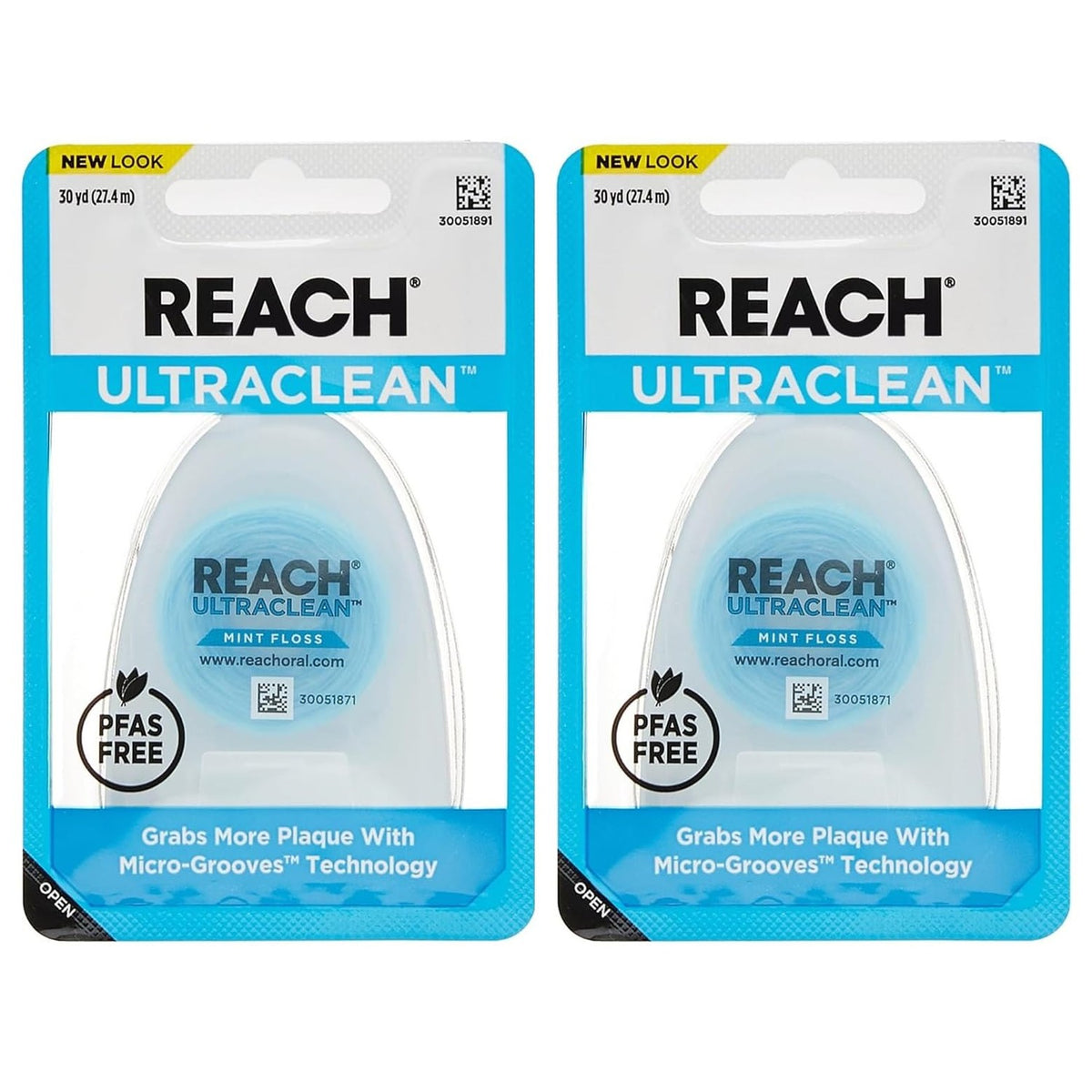 Premium imported REACH Ultraclean Dental Floss, featuring Micro-Grooves technology for effective plaque removal.