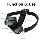Explore the rechargeable LED laser headlamp with adjustable headband, perfect for outdoor activities. 100% Authentic, available at Curat Cart.