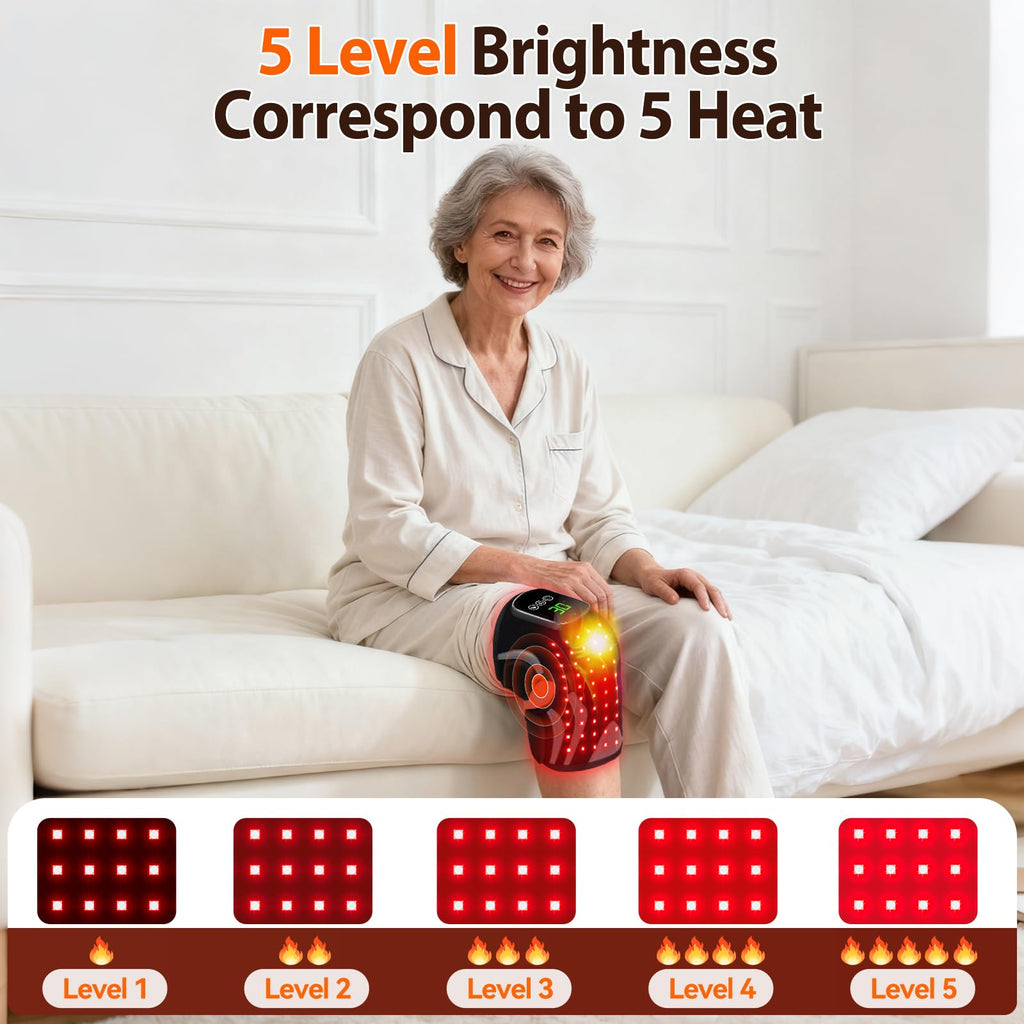 Explore the Red Light Therapy Knee Brace, specially curated by Curat Cart, offering 5 brightness and heat levels for optimal relief.