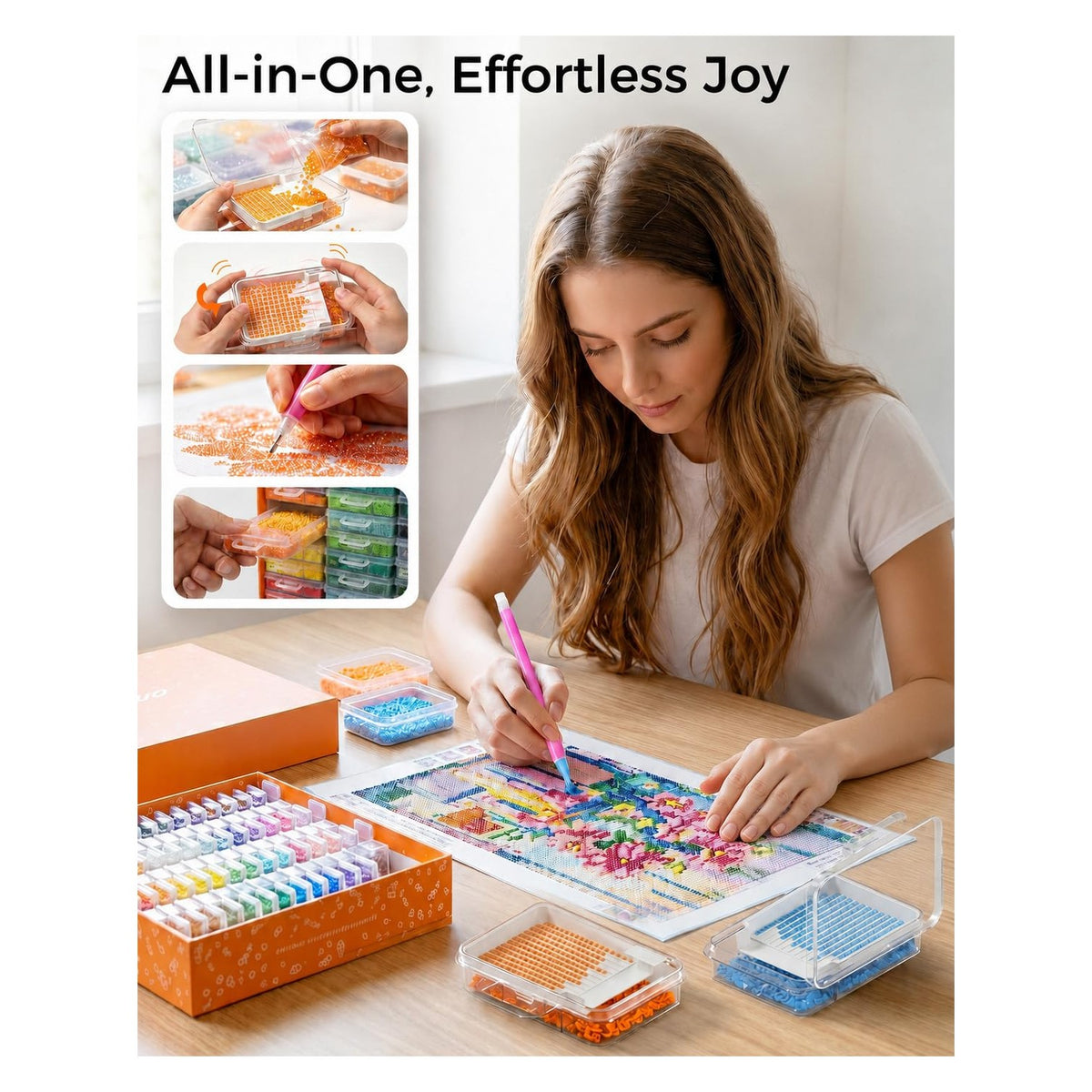 Redtwo Diamond Painting Storage Container showcases high-quality organization for your diamond art supplies. Available at Curat Cart.