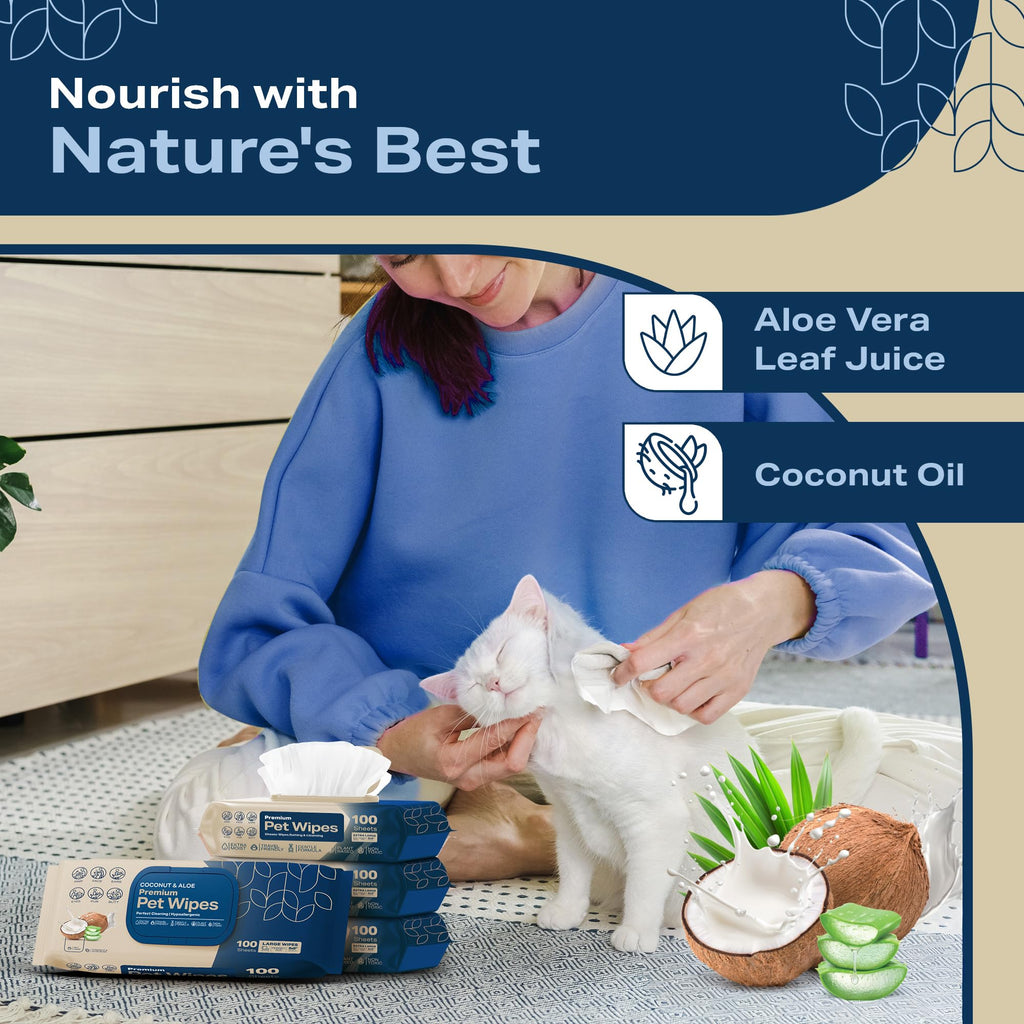 Refreshify Dog Wipes for Paws in official packaging, enriched with aloe vera and coconut oil, available at Curat Cart.