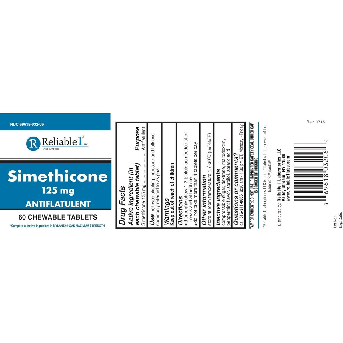 Order Reliable-1 Simethicone Gas Relief Tablets online in India. 60 chewable tablets for effective gas relief.