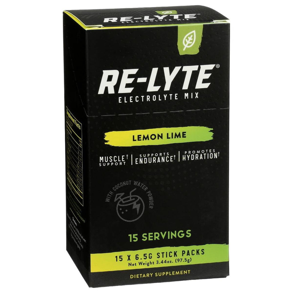 RELYTE Electrolyte Drink Mix in high-quality packaging, features lemon lime flavor, supports hydration. Available at Curat Cart.