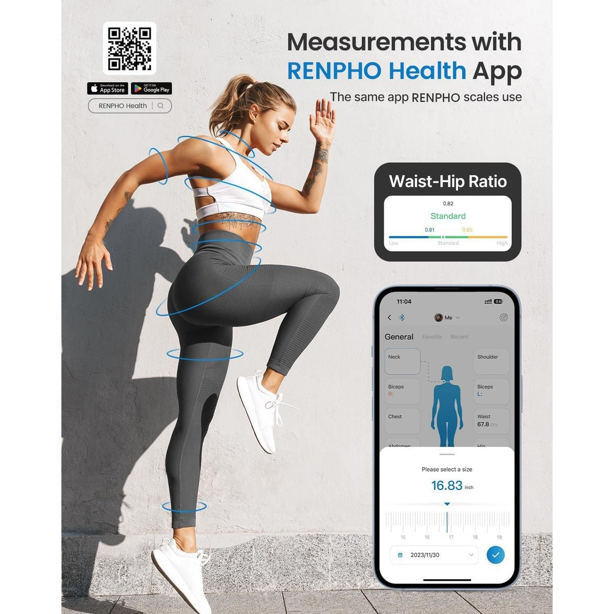 RENPHO Smart Body Measuring Tape available in India. Order online for precise health tracking with the app.