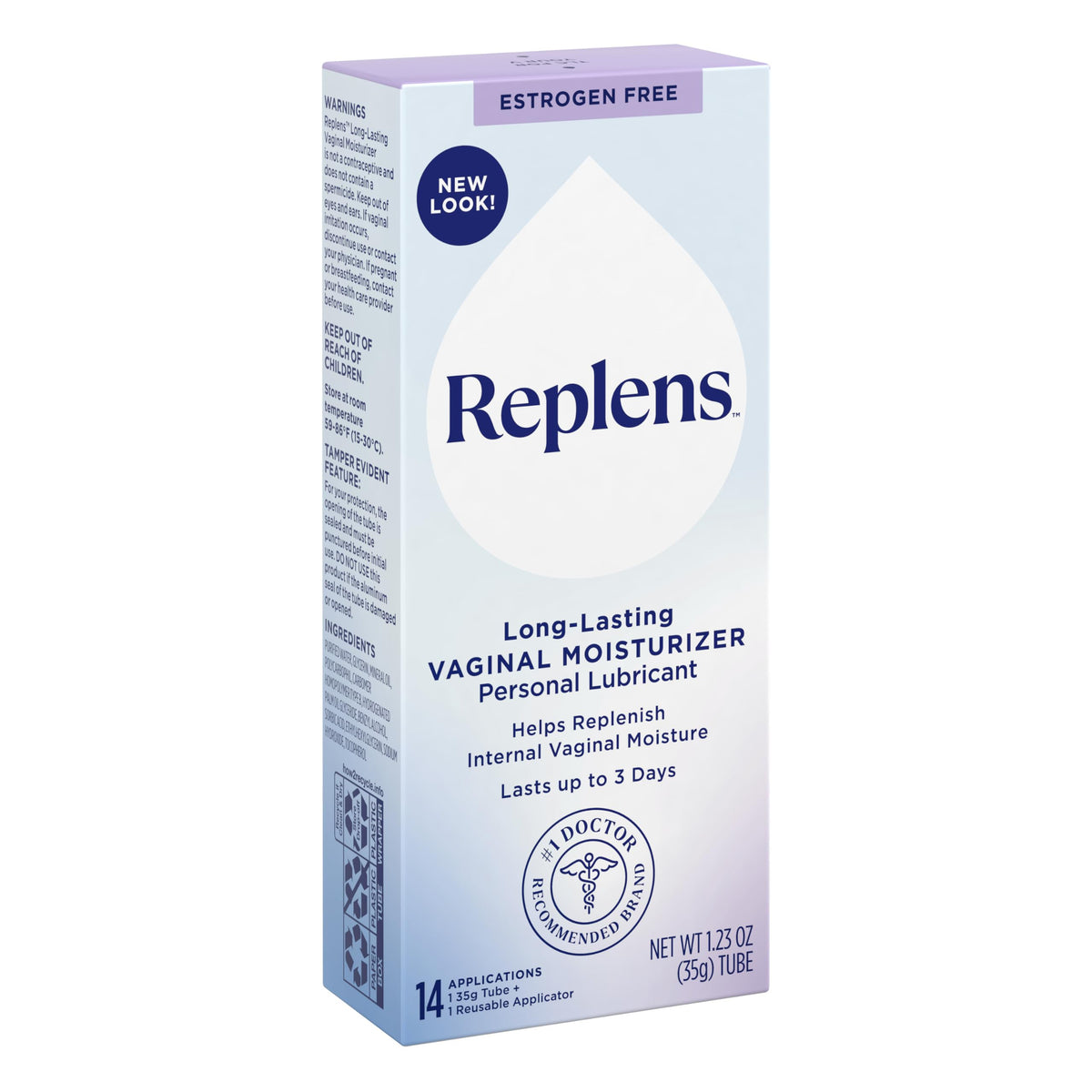 Replens Vaginal Moisturizer in official packaging, designed to replenish internal moisture and provide comfort. Available at Curat Cart.