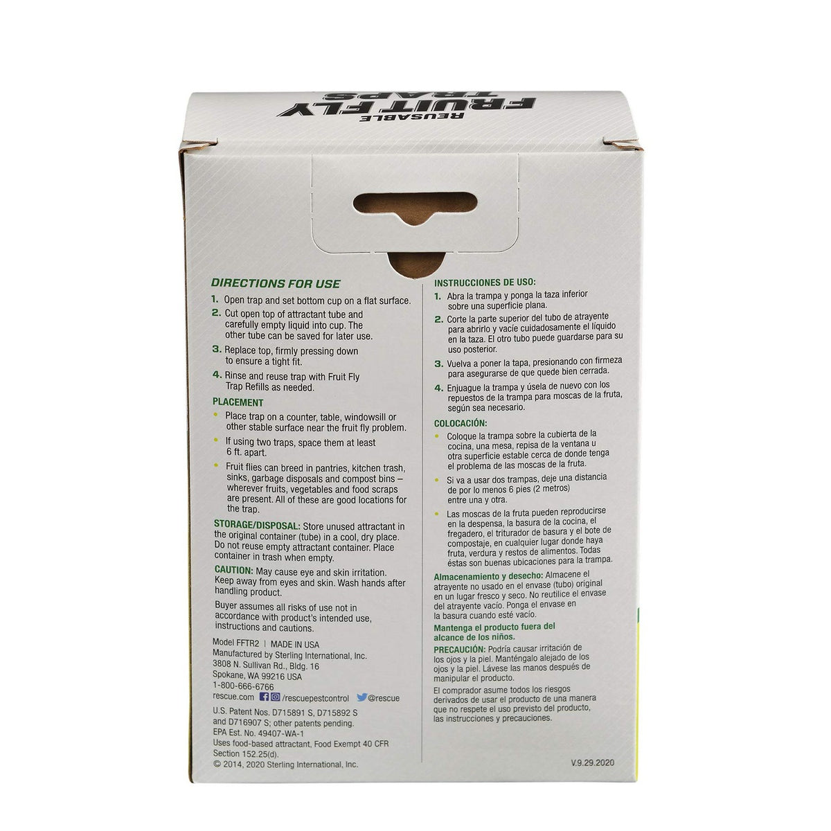 Detailed packaging of RESCUE! Indoor Fruit Fly Traps, highlighting usage directions and quality design, available at Curat Cart.