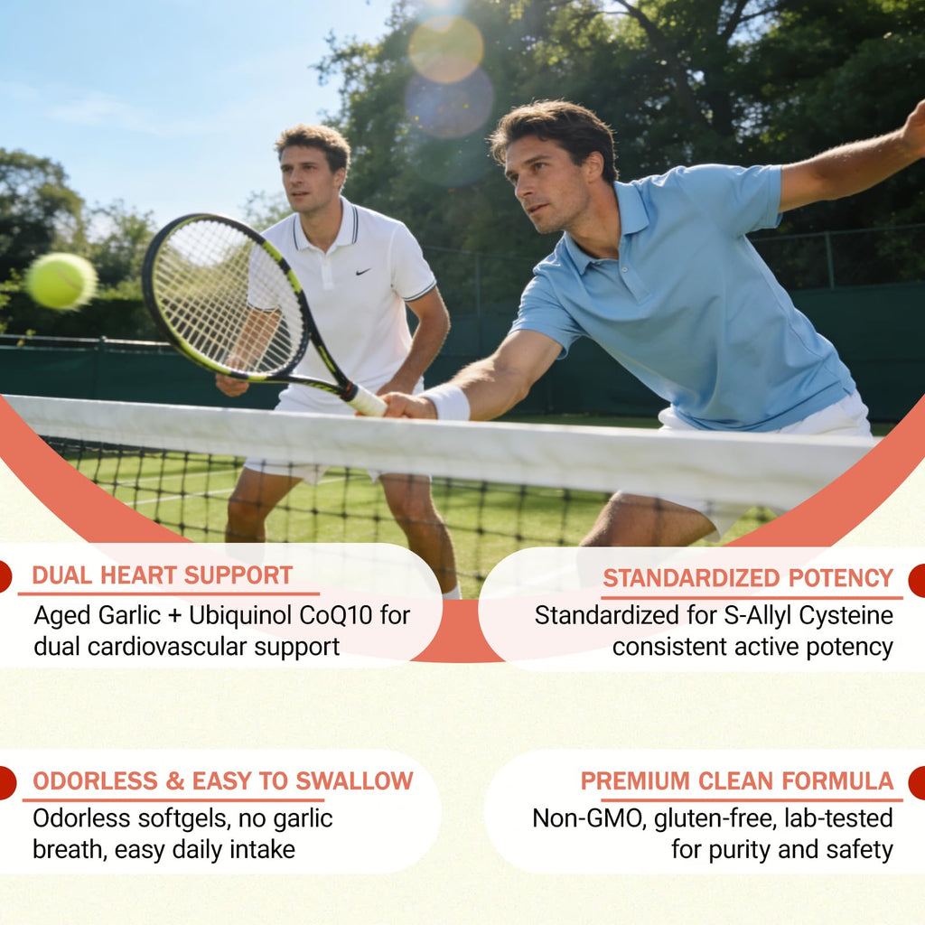Resilia Aged Odorless Garlic Softgels in premium packaging enhance cardiovascular health, available at Curat Cart for quality and safety.