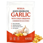 Discover Resilia Aged Odorless Garlic Softgels, a premium import for heart health and easy swallowing, available at Curat Cart.