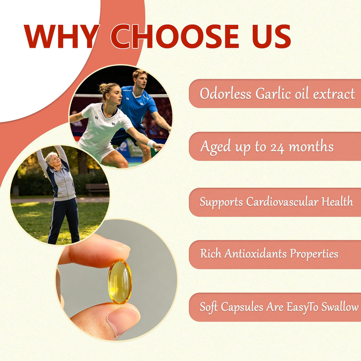 Discover Resilia Aged Odorless Garlic Softgels, specially curated by Curat Cart for cardiovascular health and antioxidant support.