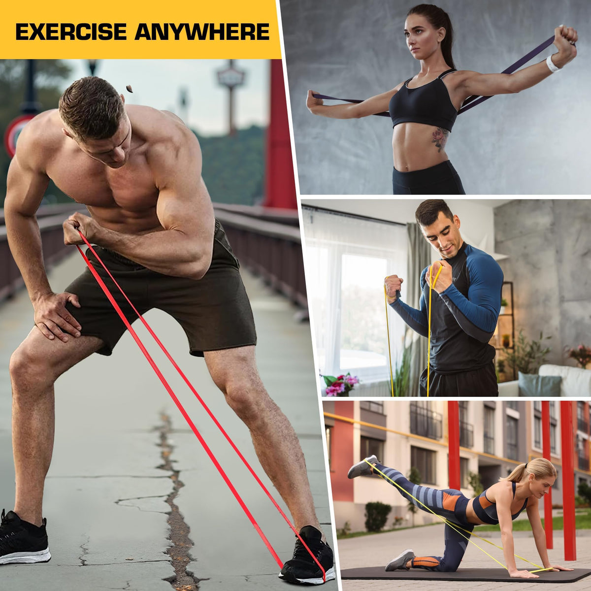 Premium imported resistance bands for exercise, ideal for versatile workouts at home or gym. Available at Curat Cart.
