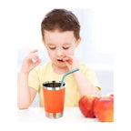 Cute Silicone Bendy Straws in use by a child with a premium imported cup. Available at Curat Cart for stylish sipping.
