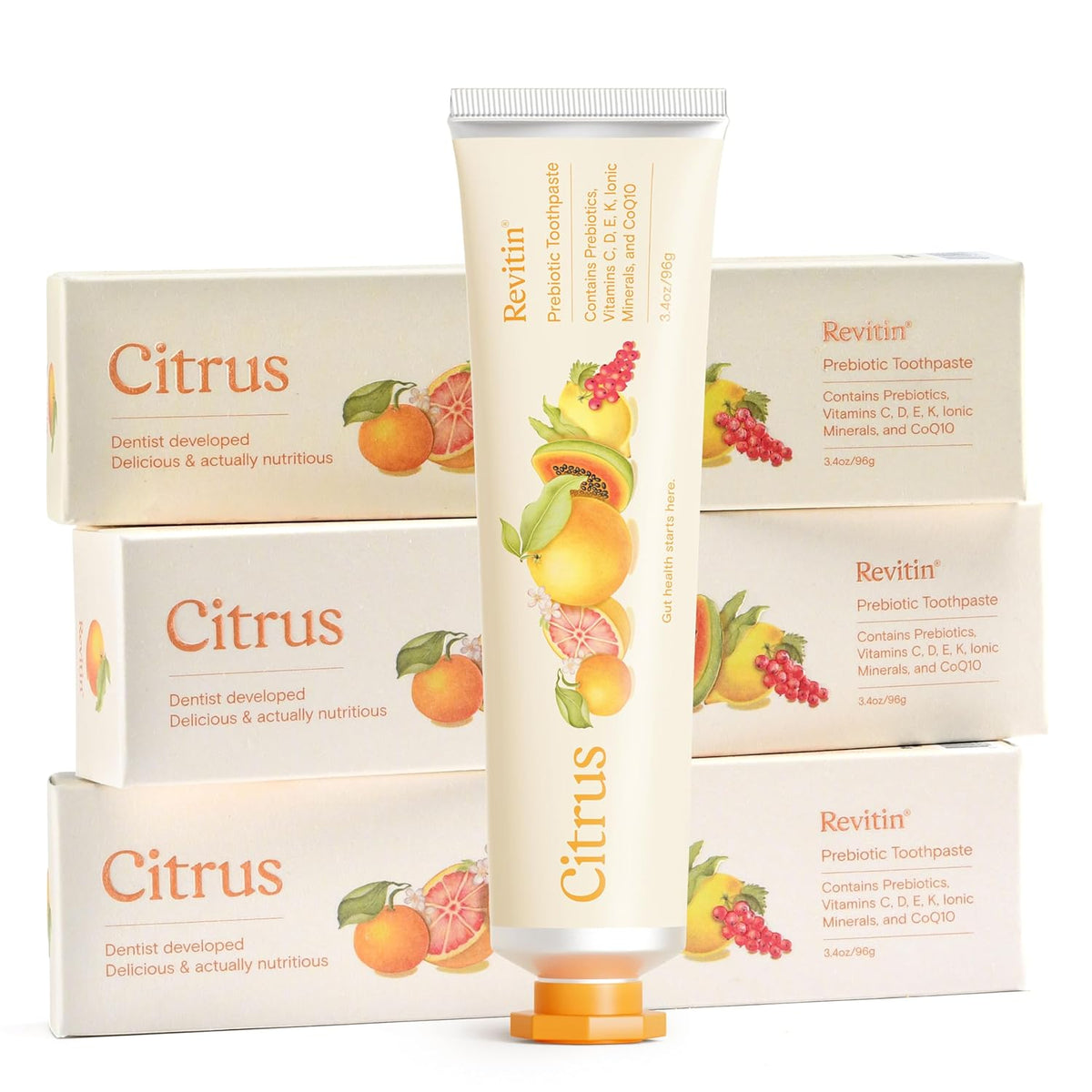 Revitin Citrus Tooth Gel available in India. Order online for a dentist-developed, nutritious experience.