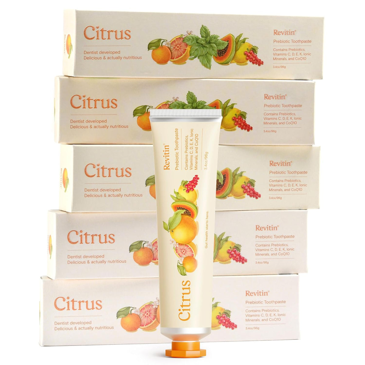 Revitin fluoride-free tooth gel with citrus flavor, trusted by CuratCart for quality dental care. Shop now!