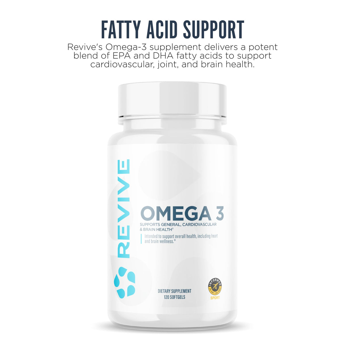 Revive MD Omega 3 Fish Oil in high-quality packaging, supports cardiovascular and brain health. Available at Curat Cart.