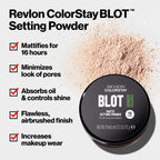 Revlon ColorStay Blot Setting Powder offers 16-hour matte finish, minimizes pores, absorbs oil, and enhances makeup wear. Global favorite.