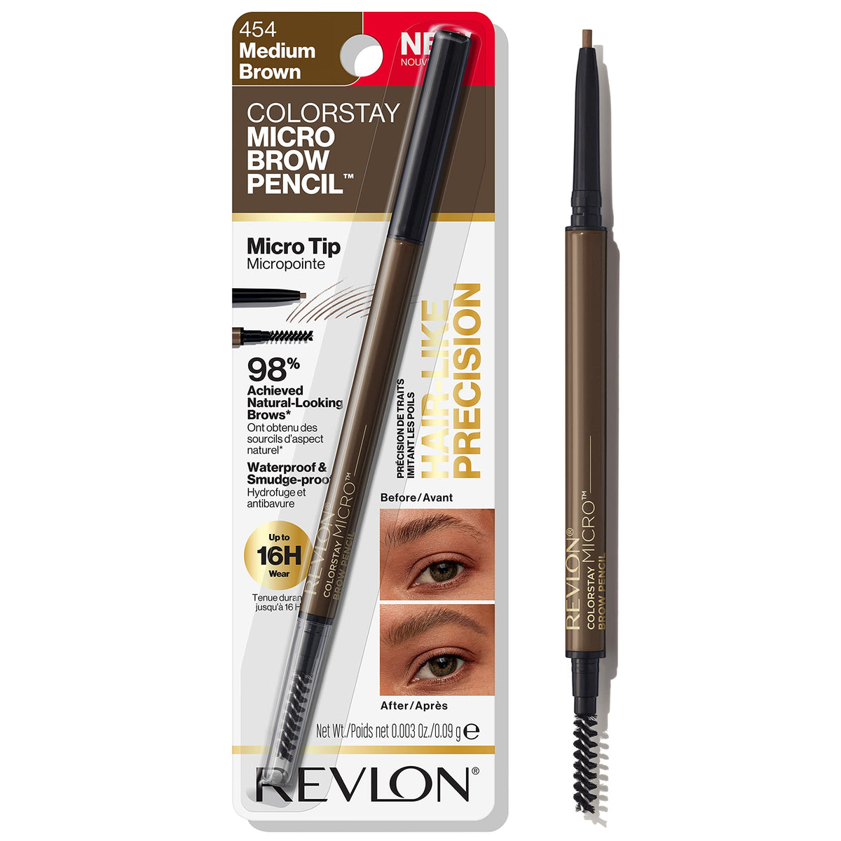Discover 100% genuine Revlon ColorStay Micro Eyebrow Pencil in Medium Brown for natural, long-lasting brows.