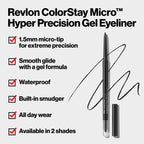 Shop Revlon ColorStay Micro Hyper Precision Gel Eyeliner. 1.5mm micro-tip, waterproof, all-day wear. Available in 2 shades online!