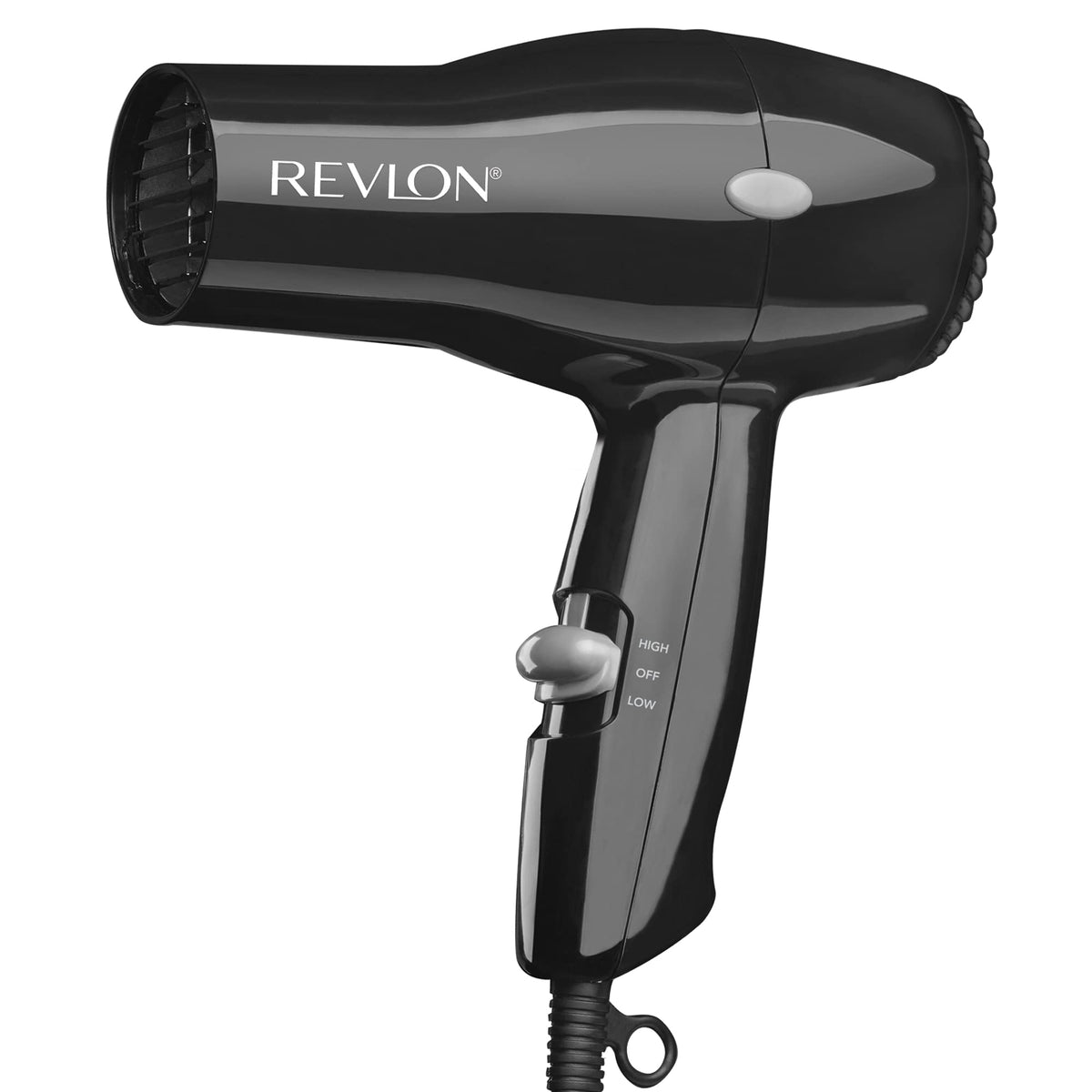Premium imported Revlon compact hair dryer, featuring high and low settings for versatile styling options.