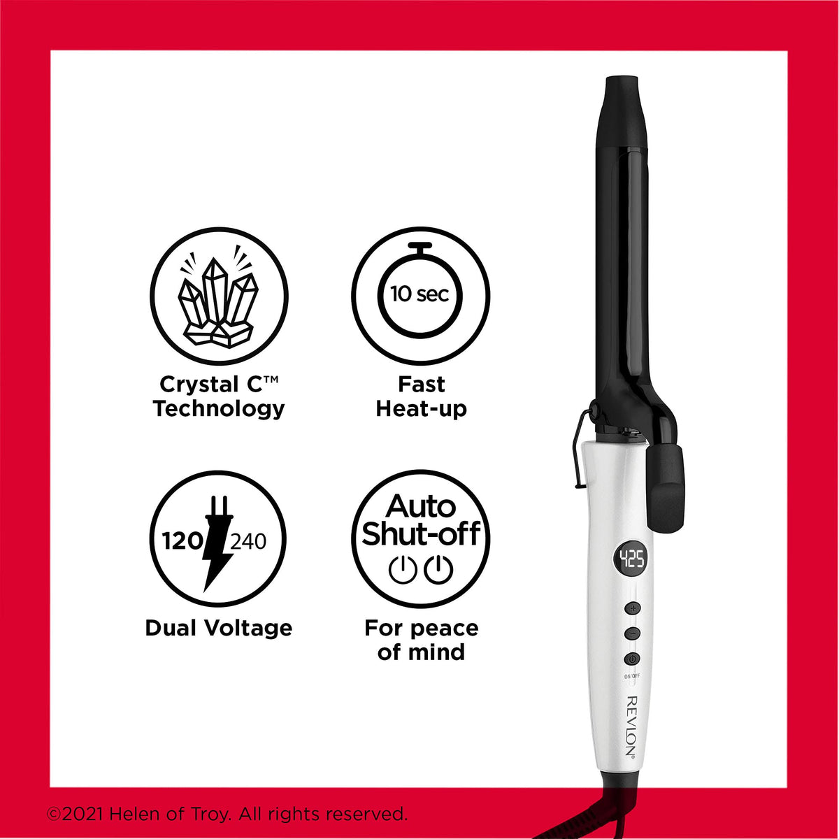 Discover the Revlon Crystal Ceramic Curling Iron, featuring fast heat-up and auto shut-off. Verified by CuratCart for quality assurance.