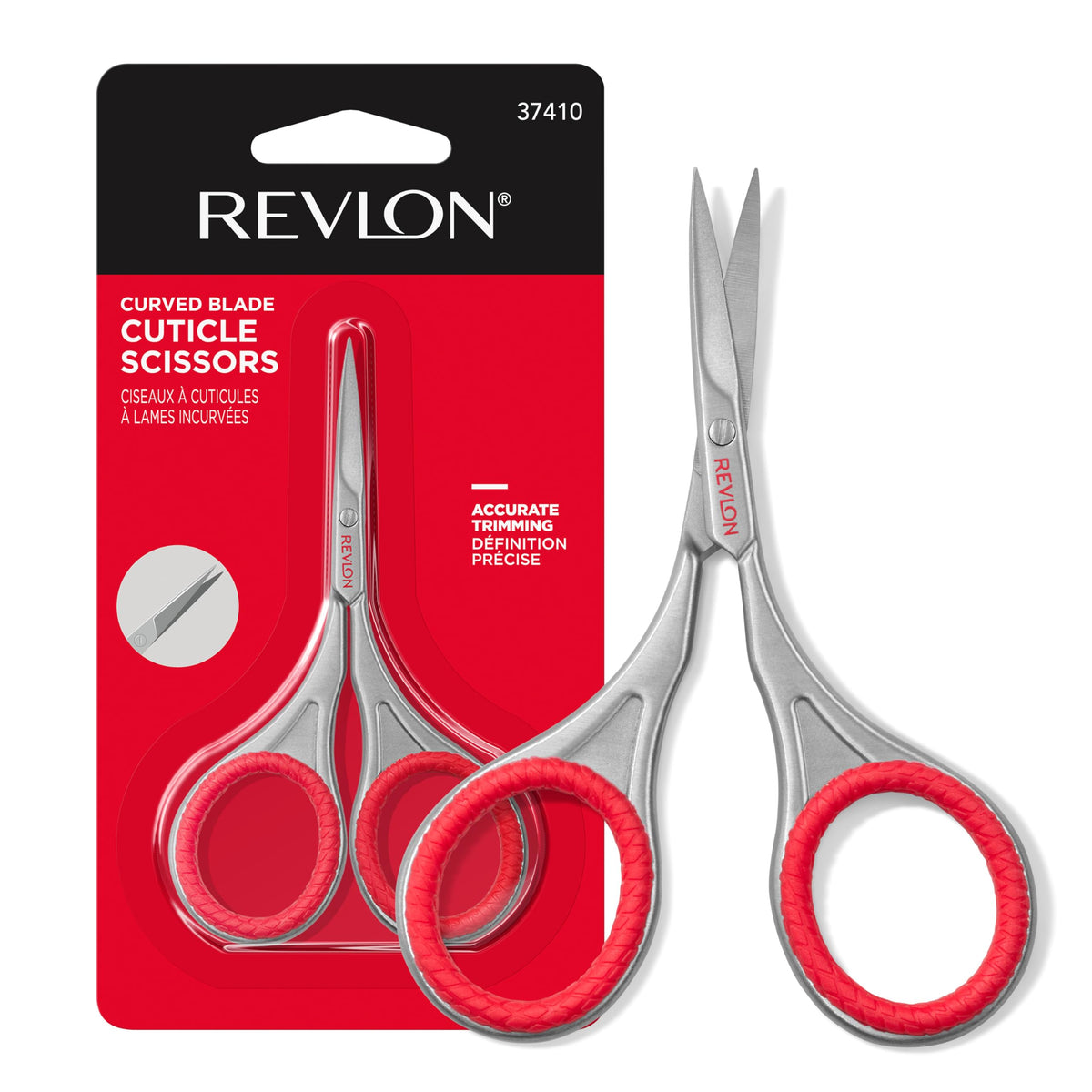 100% Genuine Revlon Cuticle Scissors with curved blades for precise trimming and definition. Authentic quality for perfect nails.