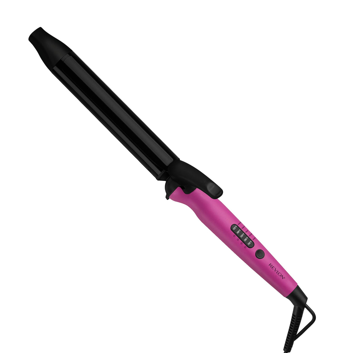 Revlon Easy Heat Curling Iron in pink and black, 100% genuine styling tool for beautiful, effortless curls.
