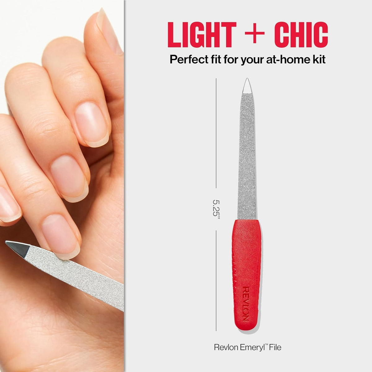 Revlon Emeryl File with sleek red handle, perfect for at-home grooming. Elevate your nail care routine at Curat Cart.