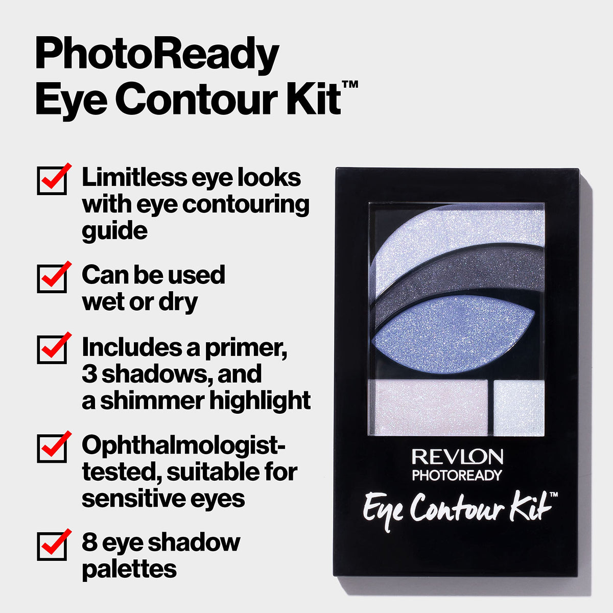 Premium imported Revlon Eyeshadow Palette for versatile eye looks, suitable for sensitive eyes and ophthalmologist-tested.