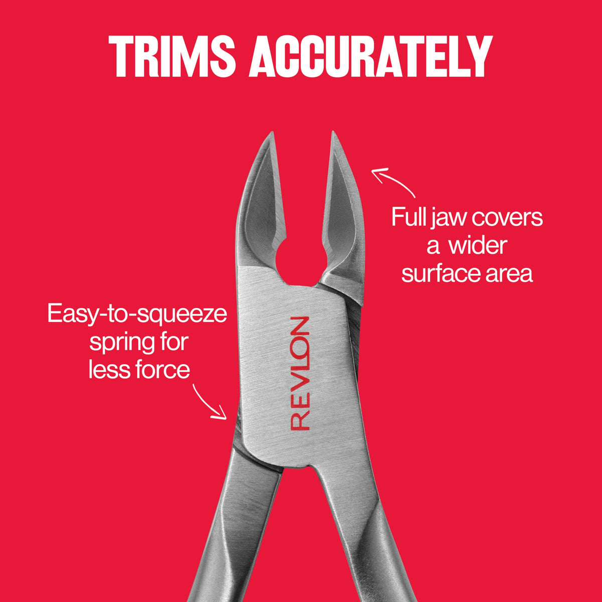 Revlon cuticle nipper features easy-to-squeeze spring for comfort and full jaw for wider coverage. Verified by CuratCart.