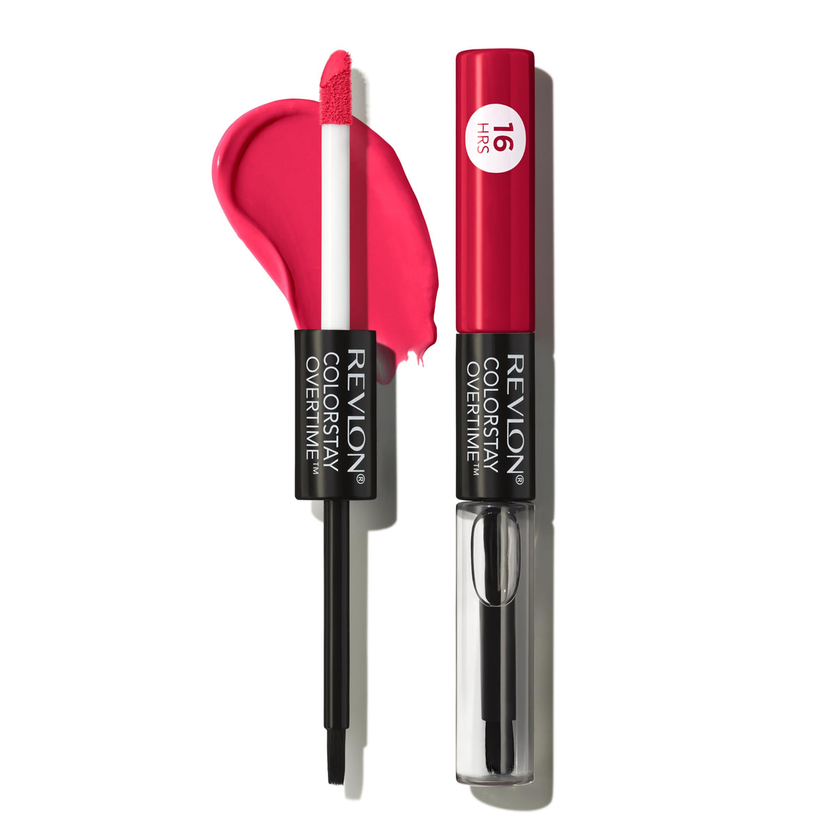 100% Genuine Revlon ColorStay Overtime Liquid Lipstick in vibrant pink shade for long-lasting wear.