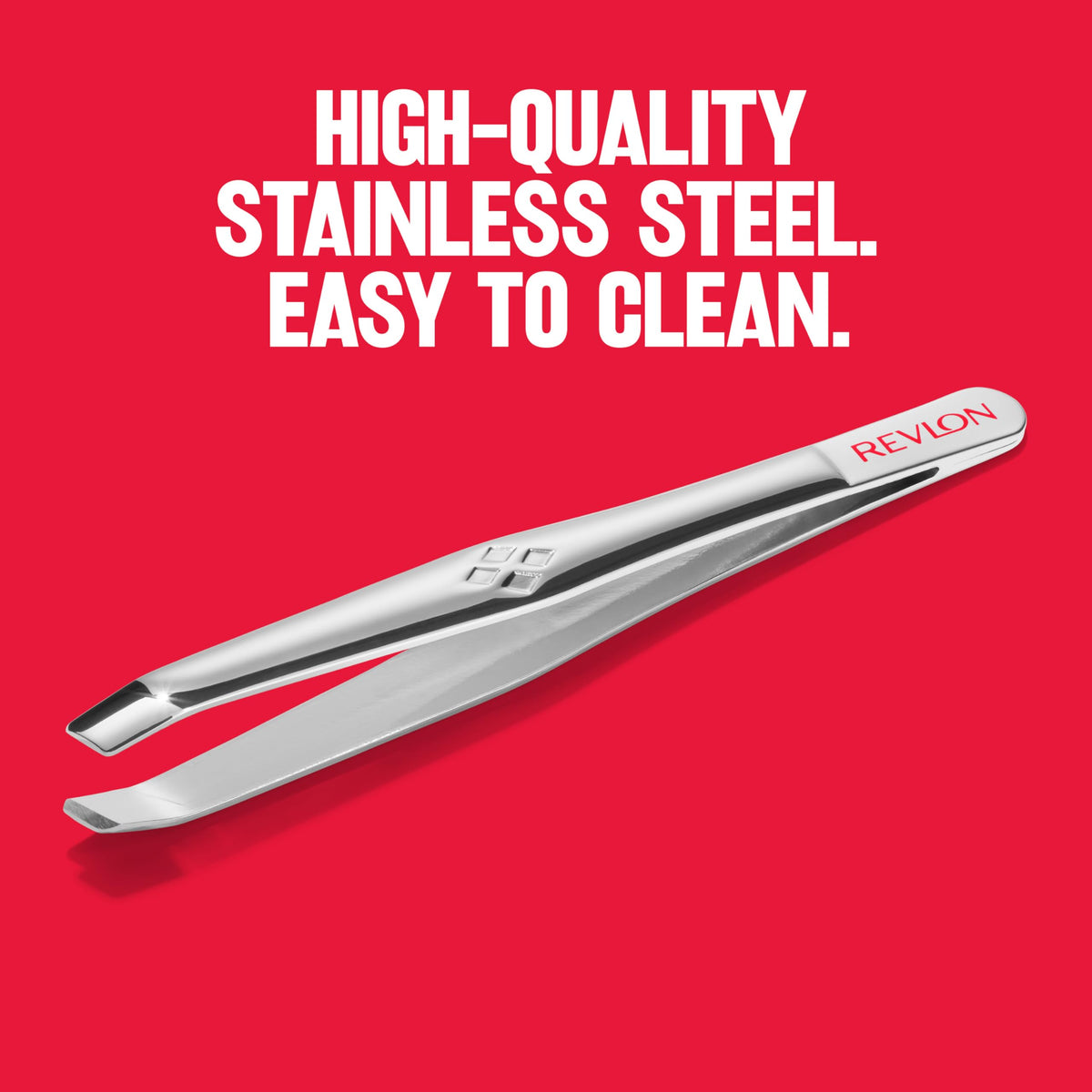 Discover the Revlon Slant Tip Tweezer, crafted from high-quality stainless steel for precision. Specially curated by Curat Cart.