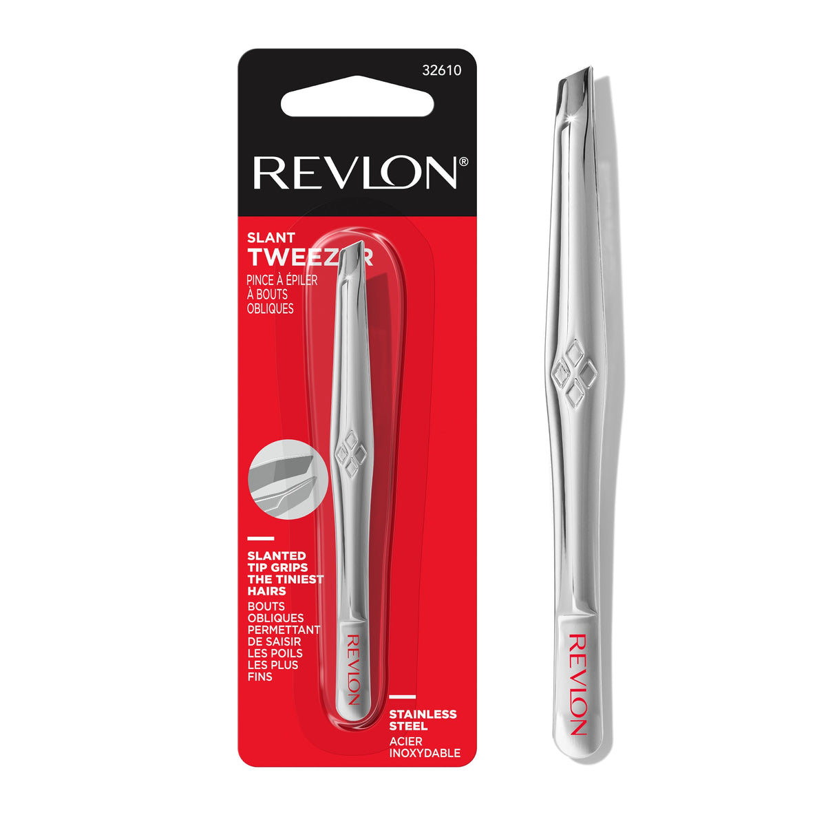 Discover the Revlon Slant Tip Tweezer, a premium import for precision grooming, available at Curat Cart. Perfect for fine hair removal.