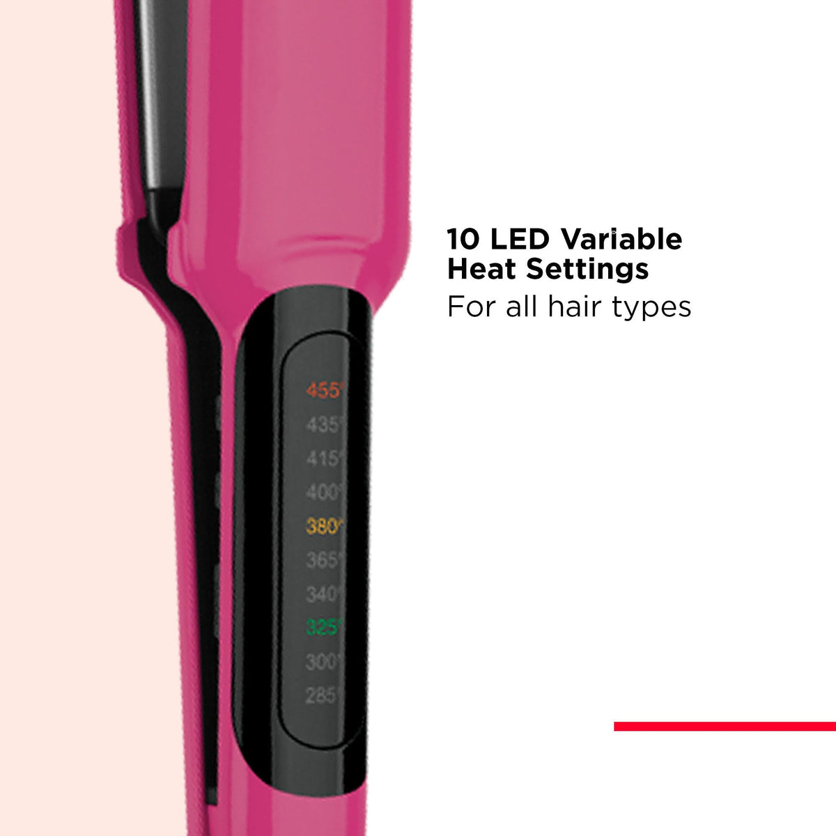 Revlon Smooth Brilliance Flat Iron featuring 10 LED variable heat settings for all hair types. Verified by CuratCart for quality.