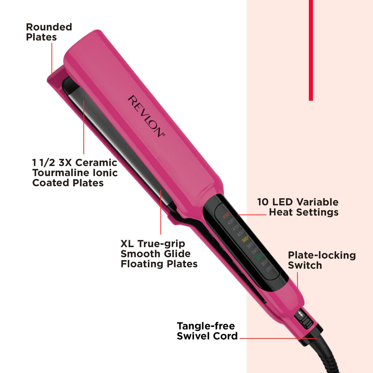 Revlon Smooth Brilliance Flat Iron available in India. Order online for sleek styling with rounded ceramic plates.