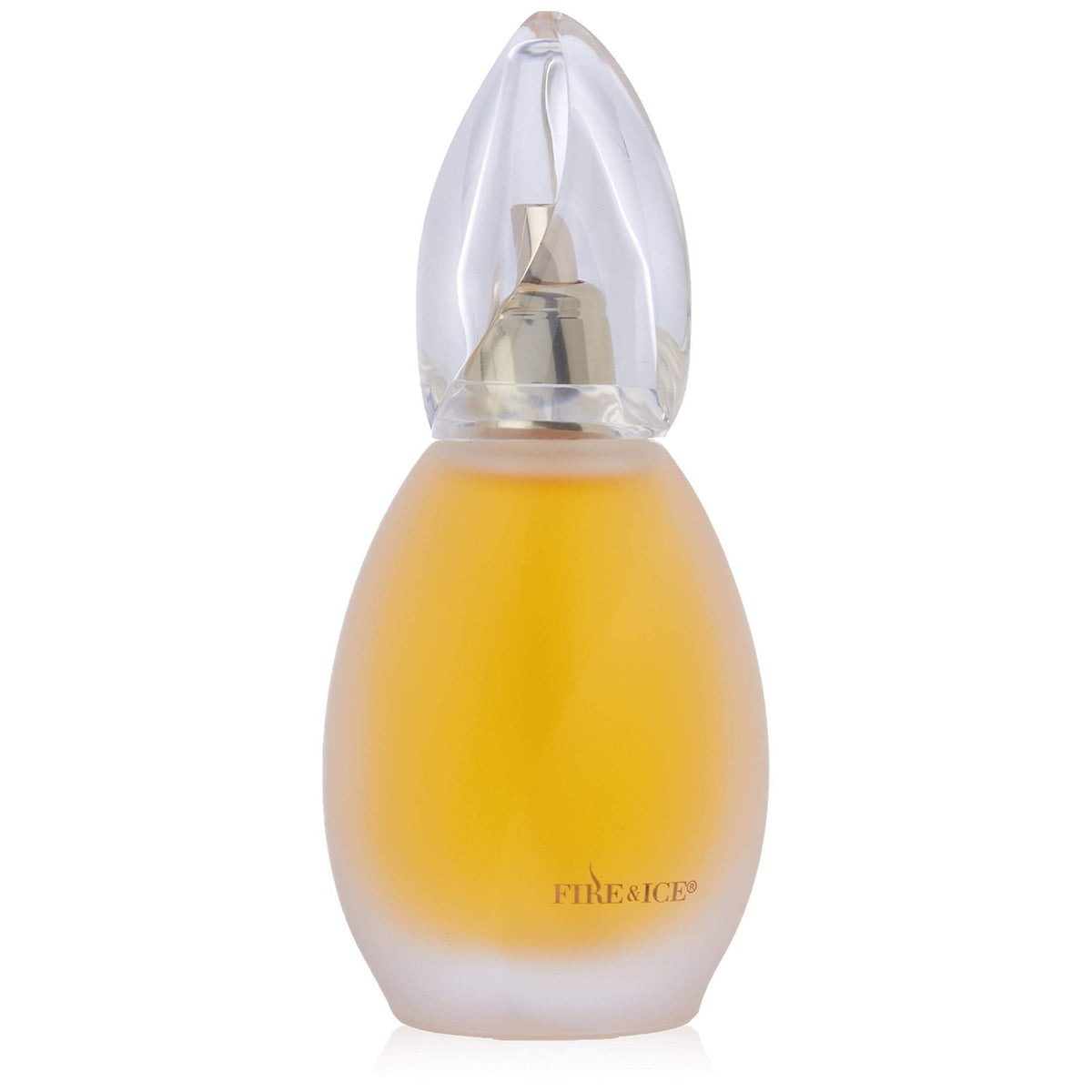Discover the authentic Revlon Fire & Ice Perfume, featuring a sleek bottle design with a warm golden fragrance inside.