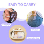Compact RHOS folding brush with mirror, perfect for on-the-go. Ideal for luggage, pockets, and cosmetic bags. Verified by CuratCart.