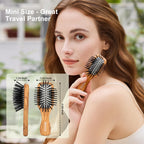 RHOS mini folding brush with mirror for women, perfect travel companion, stylish design, compact size.