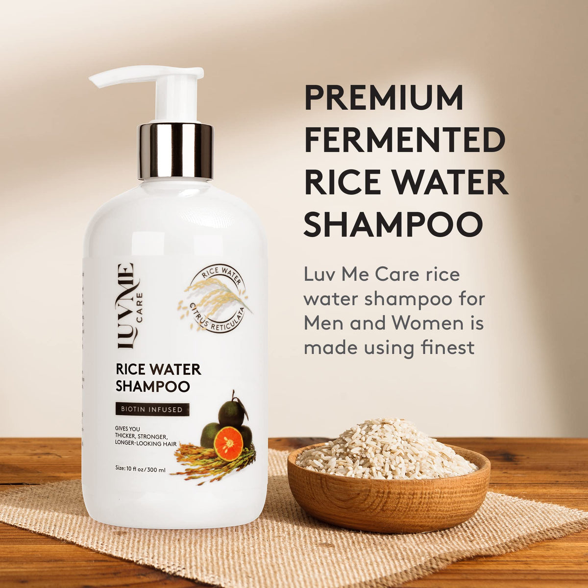 Discover the premium imported Luv Me Care Rice Water Hair Thickening Shampoo at Curat Cart, perfect for stronger, thicker hair.